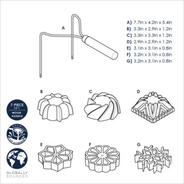 Nordic Ware Swedish Rosette and Timbale Set with long handle and interchangeable aluminum molds