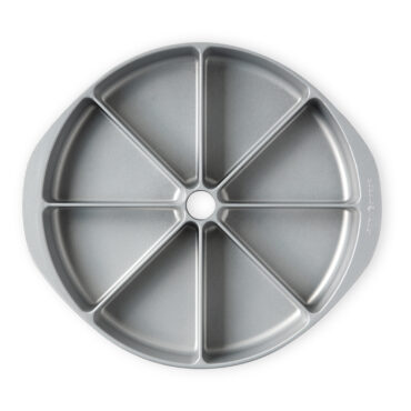 Nordic Ware cast aluminum scone and cornbread pan with 8 triangular wedge cavities, natural finish