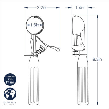 Nordic Ware small cookie scoop technical drawing