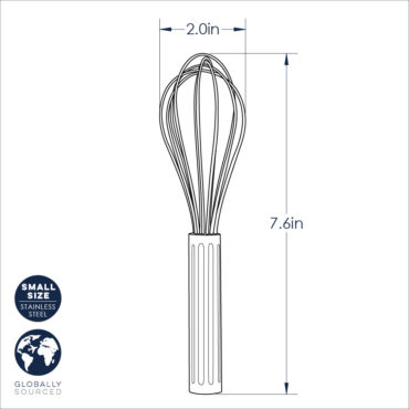 Nordic Ware small stainless steel whisk with wire beaters and black handle, compact kitchen utensil