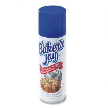 Baker's Joy nonstick baking spray can with flour, white and red label design