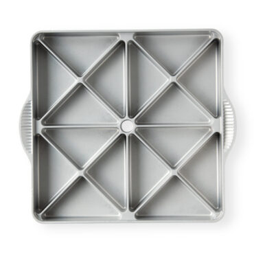 Nordic Ware aluminum mini scone pan with 8 triangular wells, natural silver finish baking mold