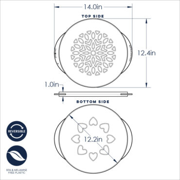 Nordic Ware aluminum pie top cutter tool with lattice pattern on one side and heart cutouts on reverse