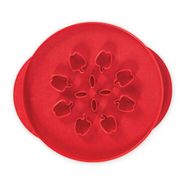 Nordic Ware aluminum pie top cutter with embossed leaves and apples design, silver finish, reversible cutting tool