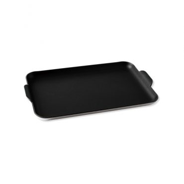 Nordic Ware mini griddle with black non-stick surface, rectangular shape with dual handles