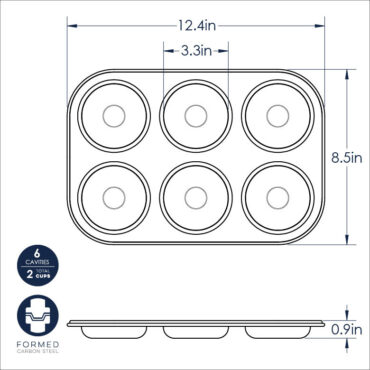 Nordic Ware aluminum donut baking pan with 6 round cavities, natural silver finish, ProForm series