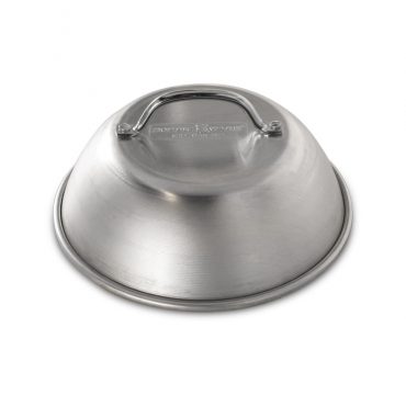 Nordic Ware aluminum cheese melting dome, round with domed lid and side handle, natural silver finish