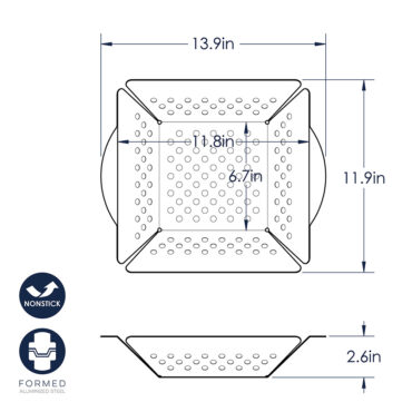 Grill 'N Shake Basket dimensional drawing