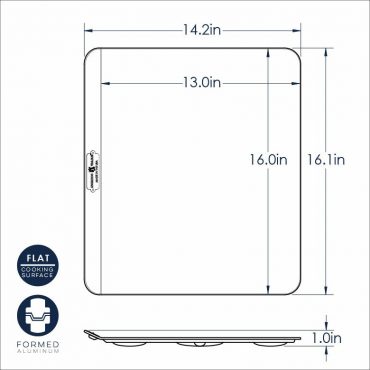 Nordic Ware Naturals aluminum insulated baking sheet with dimensional measurements and specifications diagram
