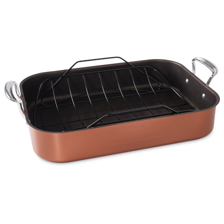Extra Large Copper Roaster with Rack View 1