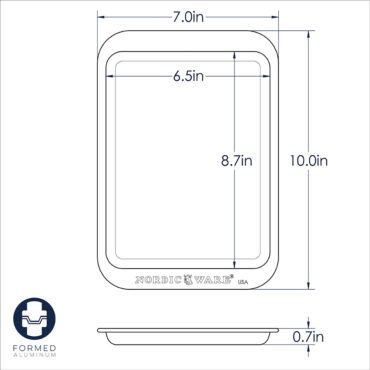 naturals compact baking sheet technical drawing with measurements