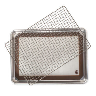 Nordic Ware Naturals aluminum 3-piece cookie baking set with two sheet pans and cooling rack, natural finish