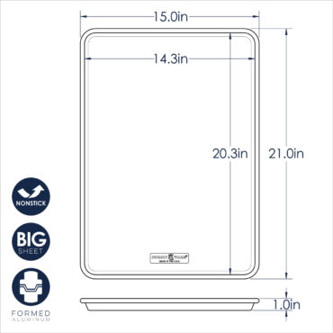 Nonstick Big Sheet Pan dimensional drawing