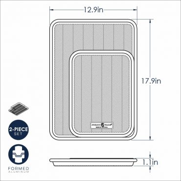Nordic Ware Prism aluminum baking sheet set with quarter and half sheet pans, natural finish