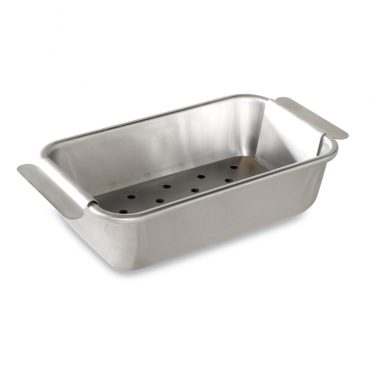 Nordic Ware aluminum meatloaf pan with perforated lifting trivet insert, natural silver finish