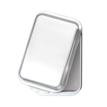 Nordic Ware aluminum 9x13 rectangular baking pan with fitted metal lid, natural silver finish