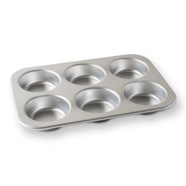 Nordic Ware Naturals aluminum jumbo muffin pan with 6 large cavities, natural silver finish