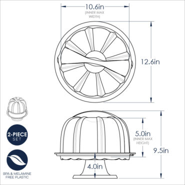 Nordic Ware aluminum bundt cake stand with pedestal base, circular design in natural silver finish