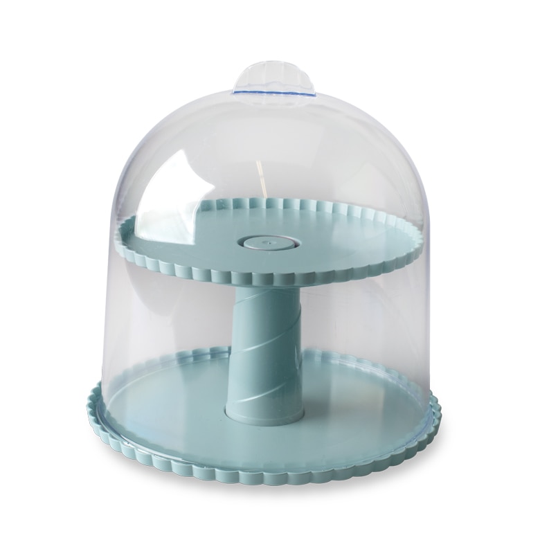 2-Tiered Dessert Stand with Dome Lid View 1