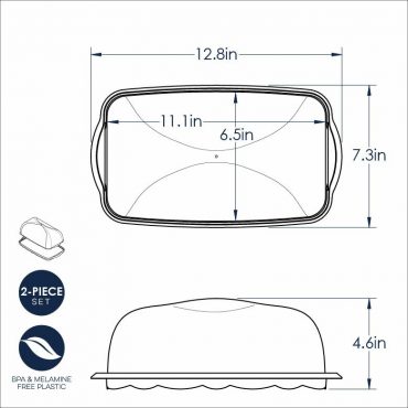 Nordic Ware clear plastic loaf cake keeper with white base, rectangular storage container with fitted lid