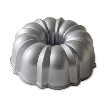 Nordic Ware Original Bundt pan in sparkling silver aluminum with classic fluted design and center tube