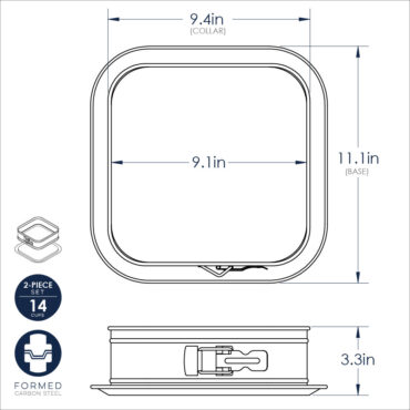 Nordic Ware aluminum square springform pan with removable bottom and adjustable side clasp, silver finish