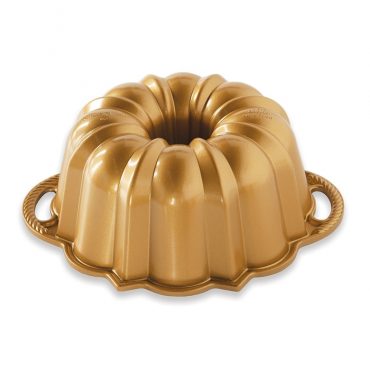 Nordic Ware aluminum 6-cup Anniversary bundt pan with detailed fluted design, natural silver finish