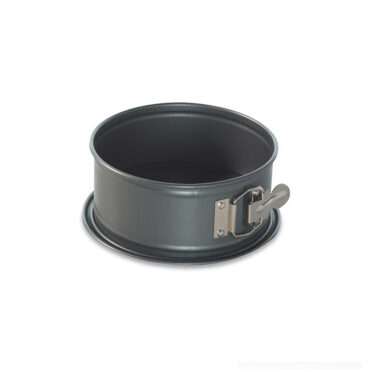 Nordic Ware 7-inch springform pan with removable bottom, dark gray non-stick coating and metal clasp
