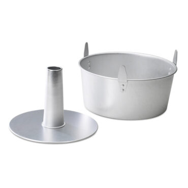 Nordic Ware aluminum angel food cake pan with removable center cone insert, natural silver finish