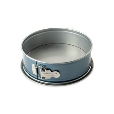 Nordic Ware 9-inch springform pan in twilight blue aluminum with removable bottom and adjustable side clasp