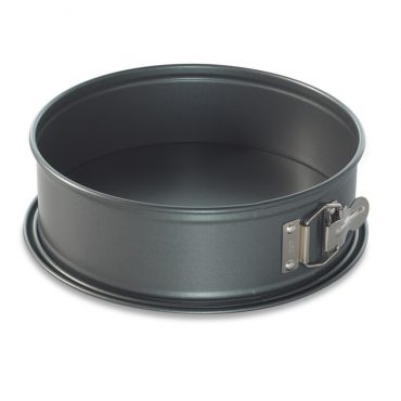 Nordic Ware 9-inch aluminum springform baking pan with removable bottom and adjustable side clasp, natural silver finish