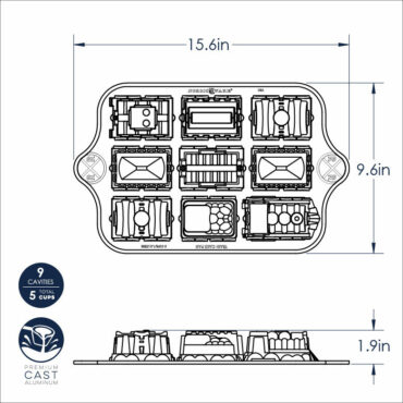 Nordic Ware aluminum train-shaped cake pan with detailed locomotive design, natural silver finish