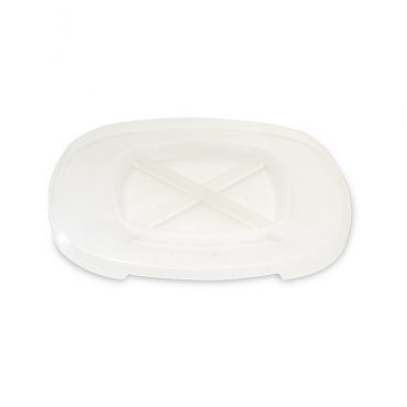 Nordic Ware white plastic popcorn popper lid, oval shaped with decorative embossed design