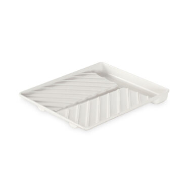 Nordic Ware aluminum slanted bacon tray with ribbed surface and grease well, rectangular silver cookware