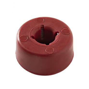 Nordic Ware red plastic pressure regulator weight, circular with center opening and positioning notches