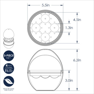 Nordic Ware white plastic microwave egg boiler with four oval egg cavities and clear lid