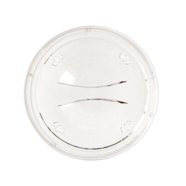 Nordic Ware clear plastic microwave plate cover with steam vents, round 10-inch diameter, top view