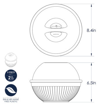 Nordic Ware Quick Pop Single Serve Popper dimensional drawing showing top and side views with measurements