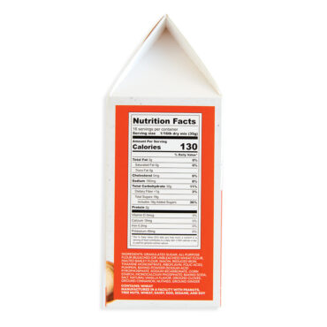 Nordic Ware Pumpkin Spice Quick Bread mix box side panel displaying nutrition facts and ingredient list