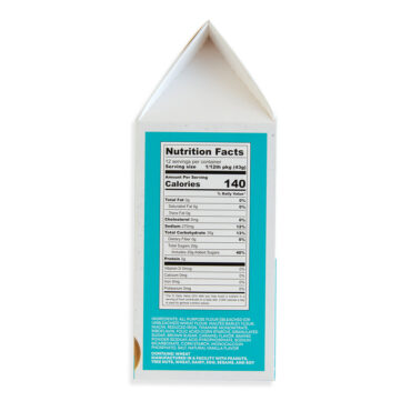 Nordic Ware Salted Caramel Loaf Cake Mix box side panel showing nutrition facts and ingredient list