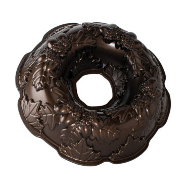 Autumn Wreath Bundt Pan, bronze exterior