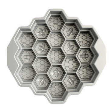 Nordic Ware aluminum honeycomb pull-apart pan with 16 hexagonal cavities in natural silver finish