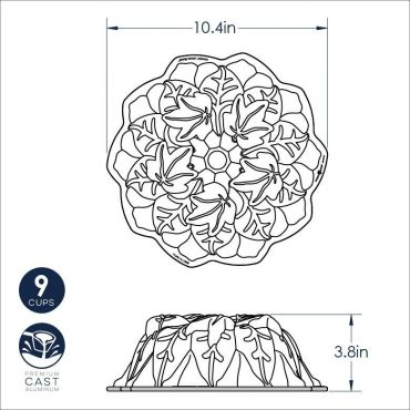 Nordic Ware Harvest Leaves Bundt pan, cast aluminum with detailed leaf pattern design, natural finish