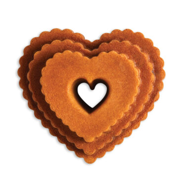 Plain Tiered Heart Bundt cake, overhead