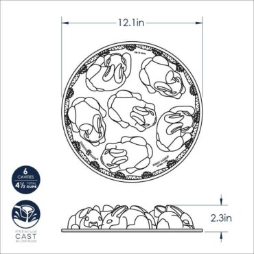 Nordic Ware Baby Bunny aluminum cake pan, bunny-shaped with detailed ears and face, natural silver finish