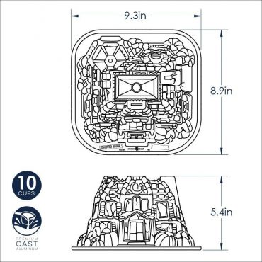 Nordic Ware Haunted Manor bundt pan aluminum baking mold with gothic castle turret design, natural finish