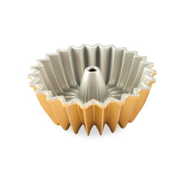 Nordic Ware 5-cup Brilliance bundt pan showing silver nonstick interior with fluted design and center tube