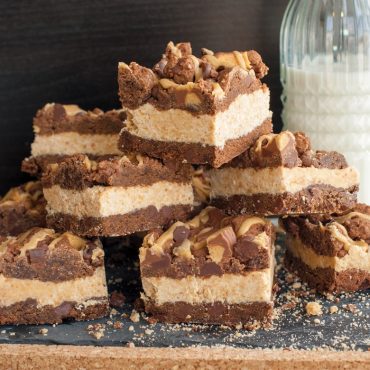 Layered chocolate and vanilla brownies with nuts baked in Nordic Ware nonstick rectangular cake pan