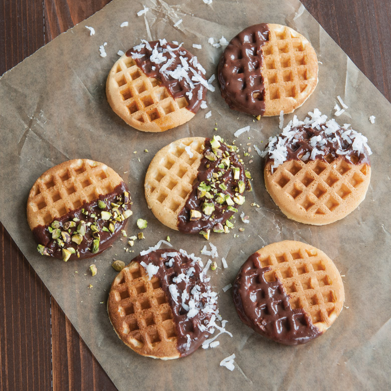 Visit Chocolate Dipped Waffle Pancake Bites Recipe