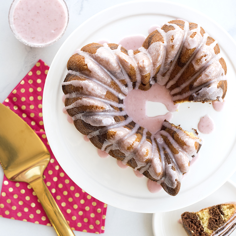 Visit Neapolitan Bundt Cake with Strawberry Cream Glaze Recipe
